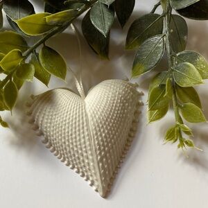 Margaret Furlong Dainty Cream Angel Wing Shell Heart Ornament